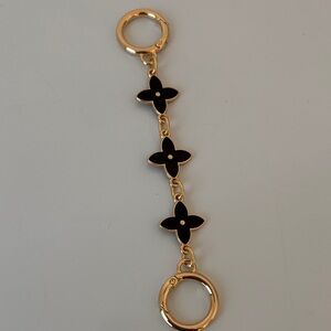 Gold and Black Floral Keychain or bag charm